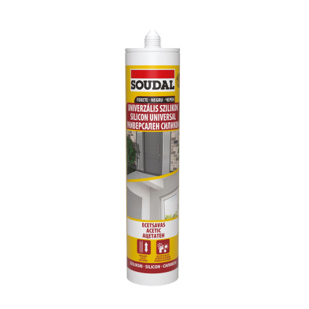 Silicon Universal Negru Pentru Interior/Exterior Soudal 280 Ml / BAX 15 Buc